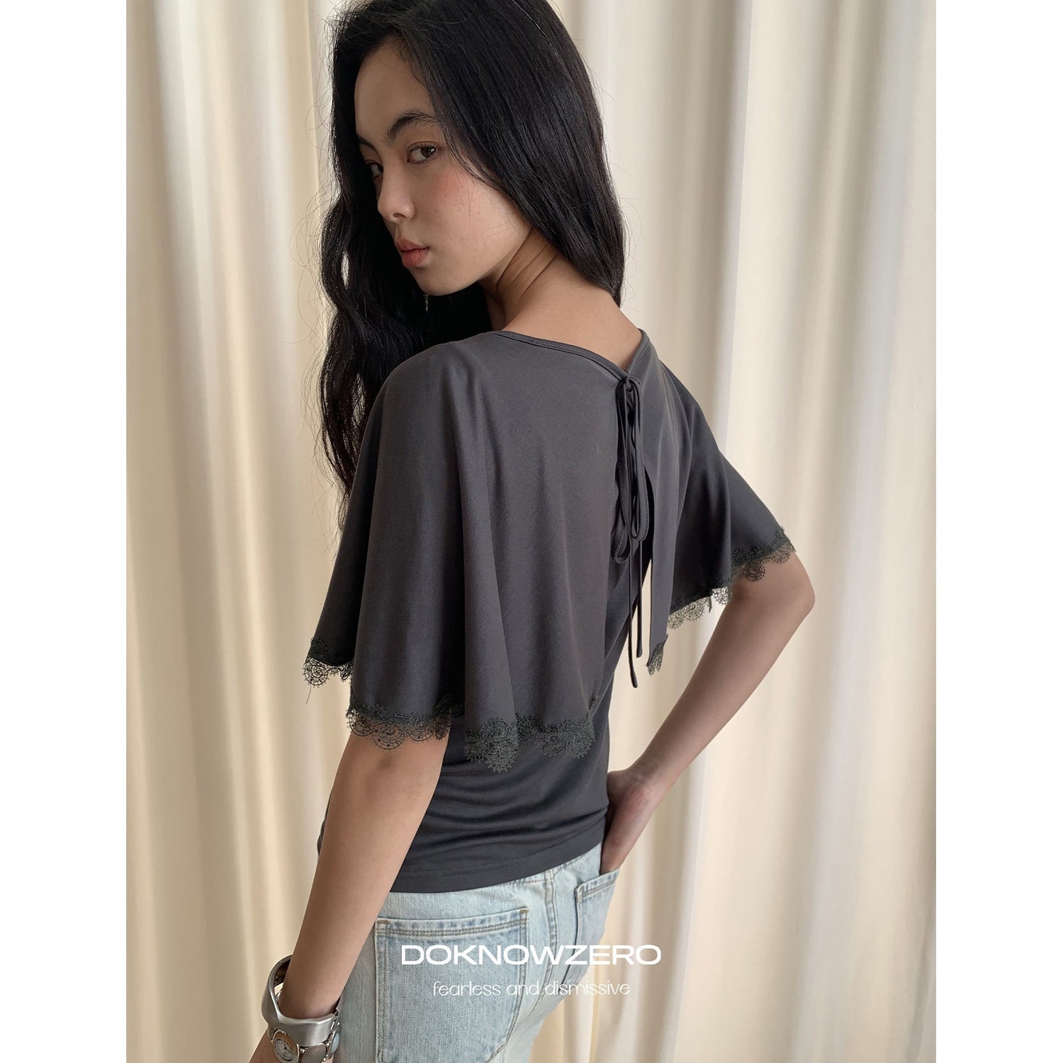 DKZ_OFFICIAL_Layered_Cape_Lace_Trim_Back_Tie_Women&