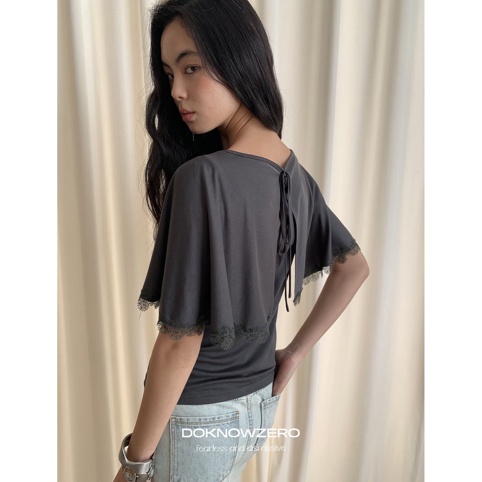 DKZ_OFFICIAL_Layered_Cape_Lace_Trim_Back_Tie_Women&