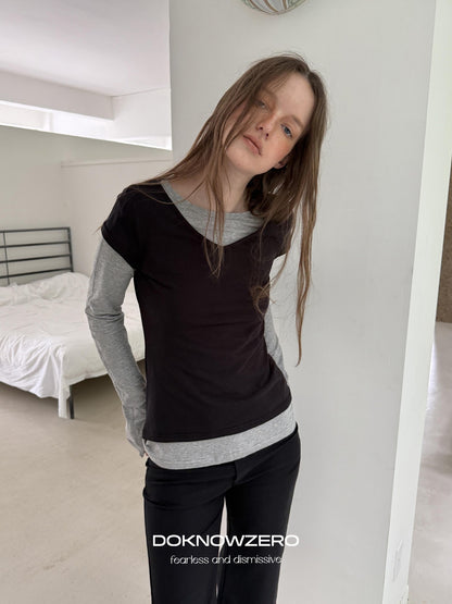 DKZ OFFICIAL Layered Colorblock Slim Fit Women&