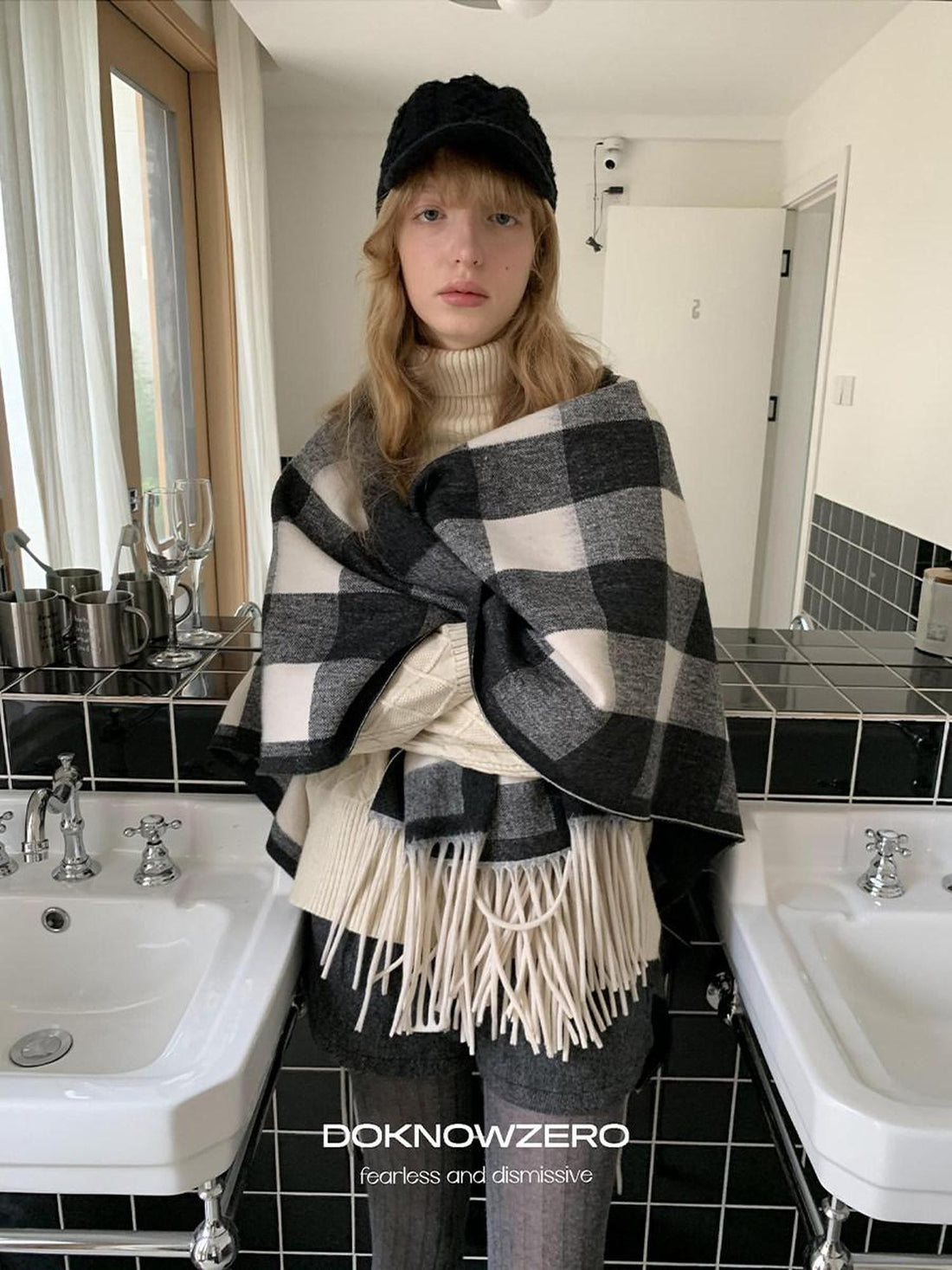 DKZ OFFICIAL Layered Vintage Tassel Plaid Women&