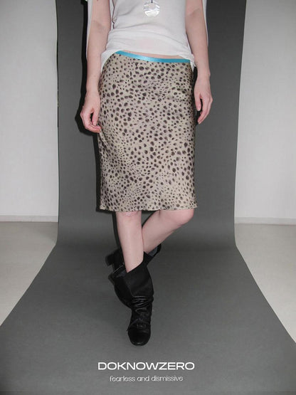 DKZ OFFICIAL Leopard Print Retro Colorblock H Line Printed Women&