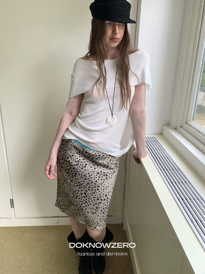 DKZ OFFICIAL Leopard Print Retro Colorblock H Line Printed Women&