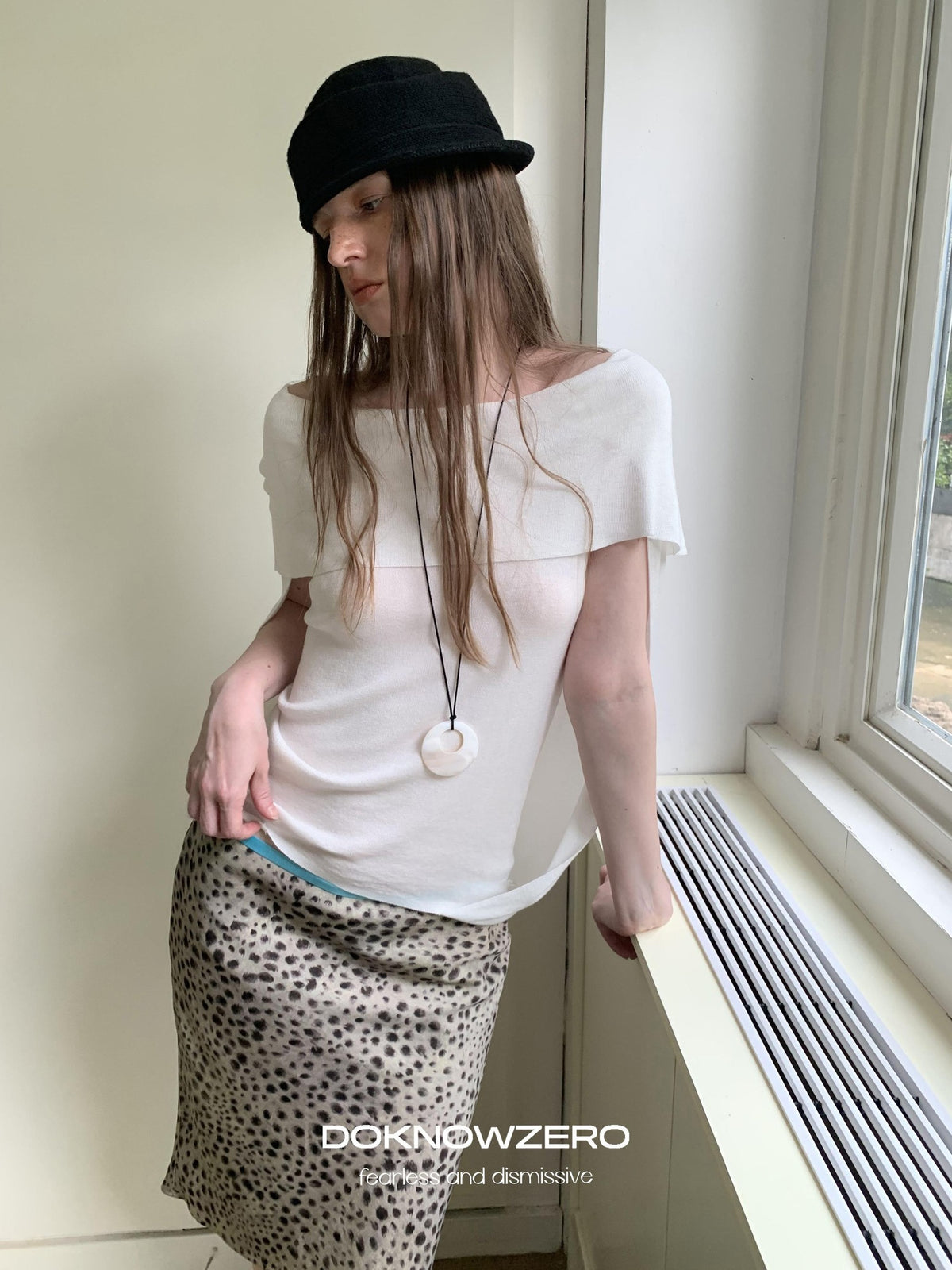 DKZ OFFICIAL Leopard Print Retro Colorblock H Line Printed Women&