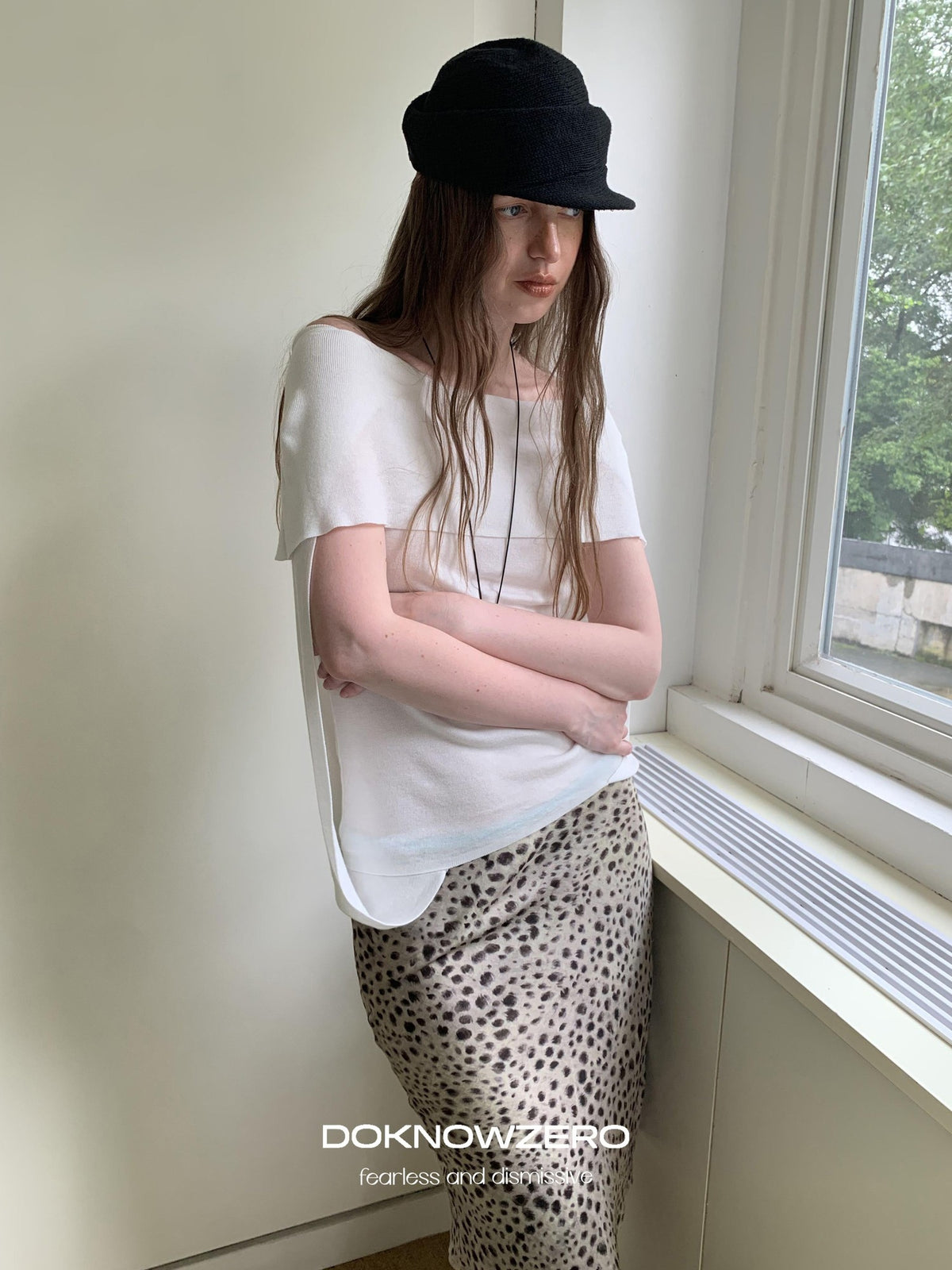 DKZ OFFICIAL Leopard Print Retro Colorblock H Line Printed Women&