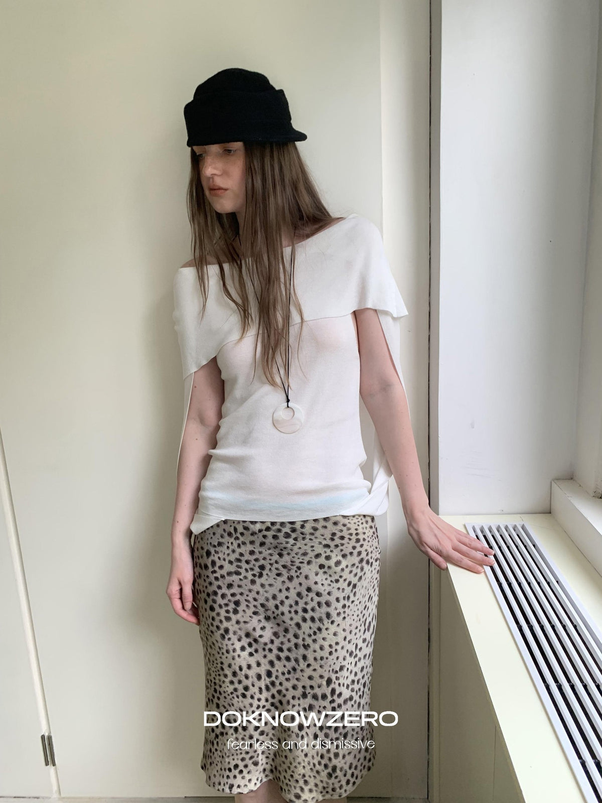 DKZ OFFICIAL Leopard Print Retro Colorblock H Line Printed Women&