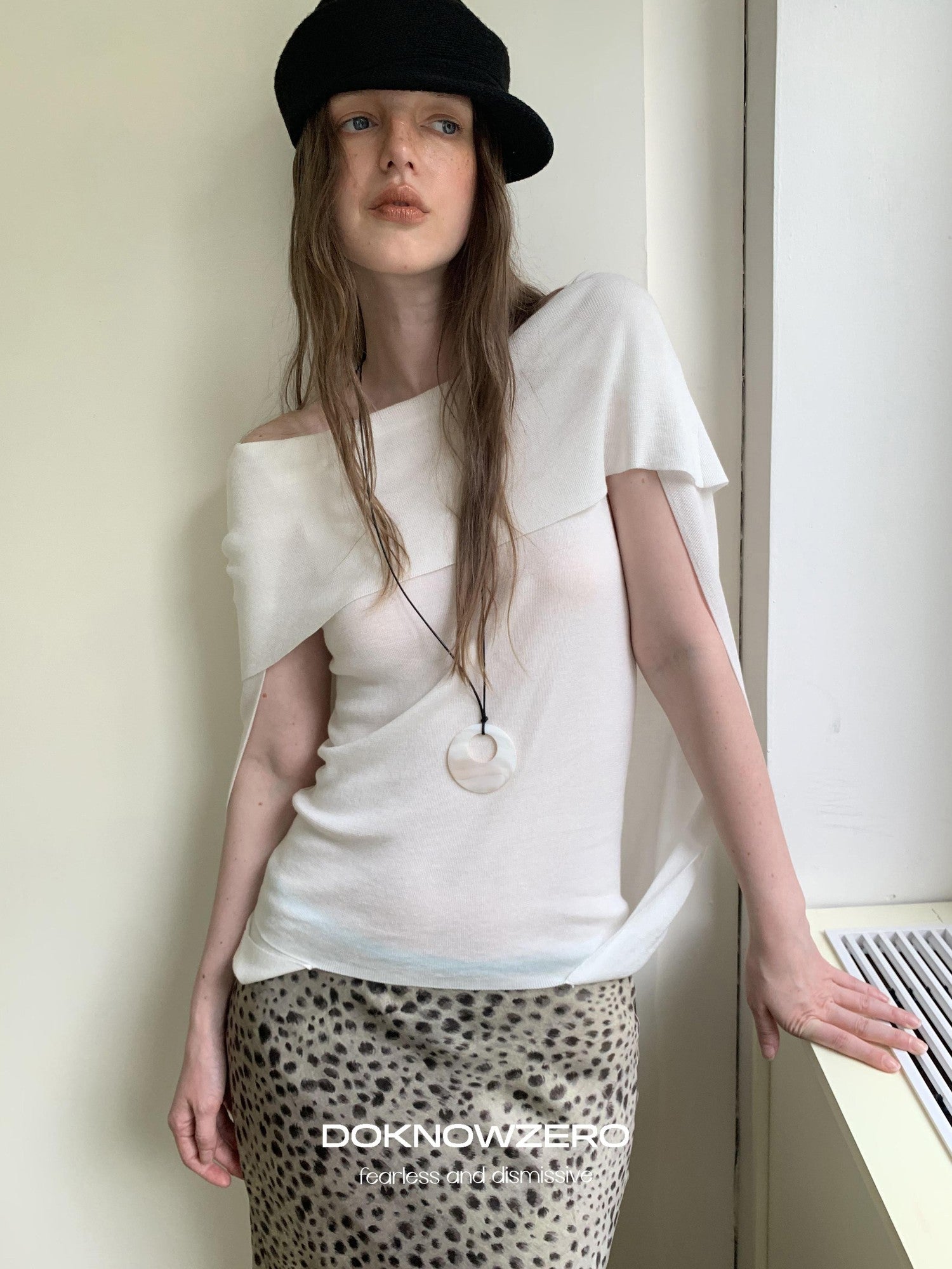 DKZ OFFICIAL Leopard Print Retro Colorblock H Line Printed Women&