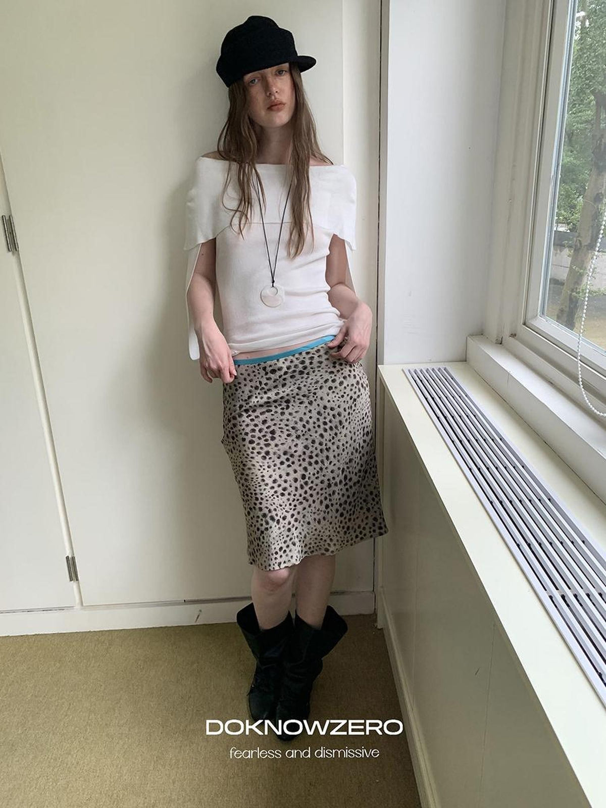 DKZ OFFICIAL Leopard Print Retro Colorblock H Line Printed Women&