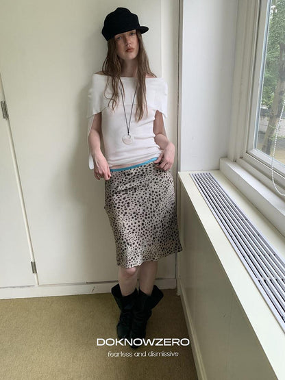 DKZ OFFICIAL Leopard Print Retro Colorblock H Line Printed Women&