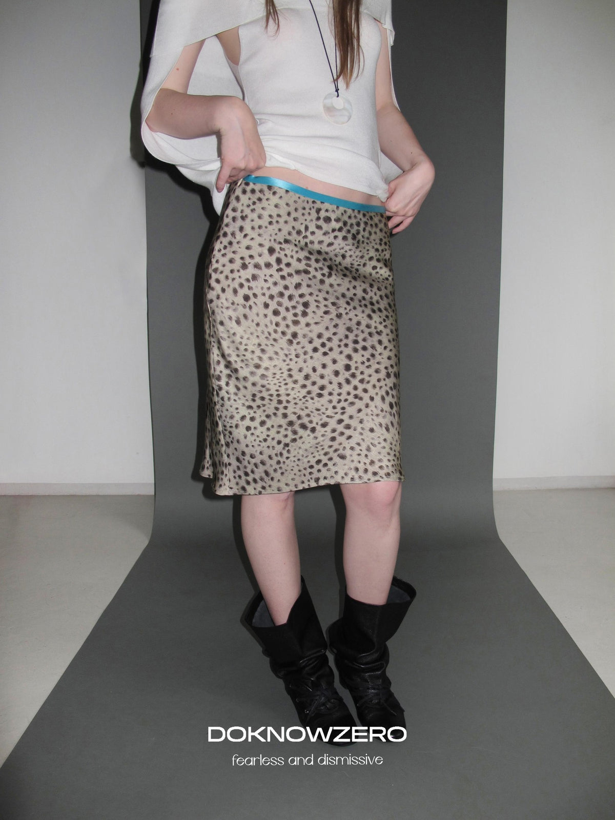 DKZ OFFICIAL Leopard Print Retro Colorblock H Line Printed Women&