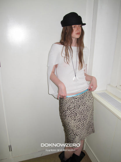 DKZ OFFICIAL Leopard Print Retro Colorblock H Line Printed Women&