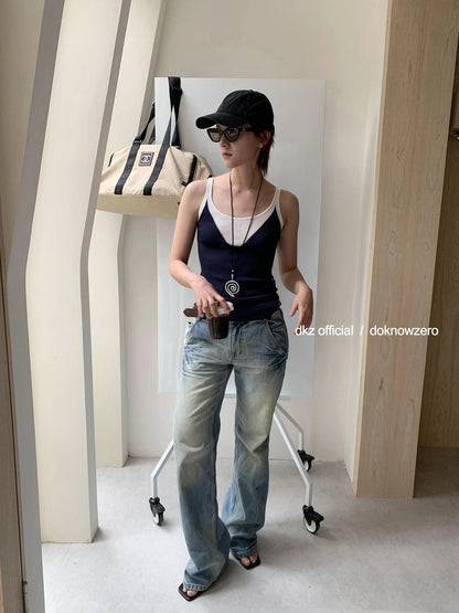 Light Blue Flared Jeans With Lightning Wash