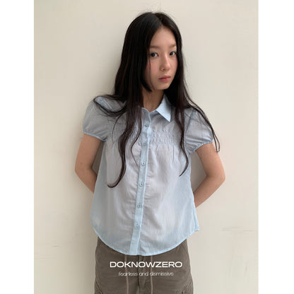 DKZ_OFFICIAL_Light_Blue_Puff_Sleeve_Pleated_Sheer_Women&