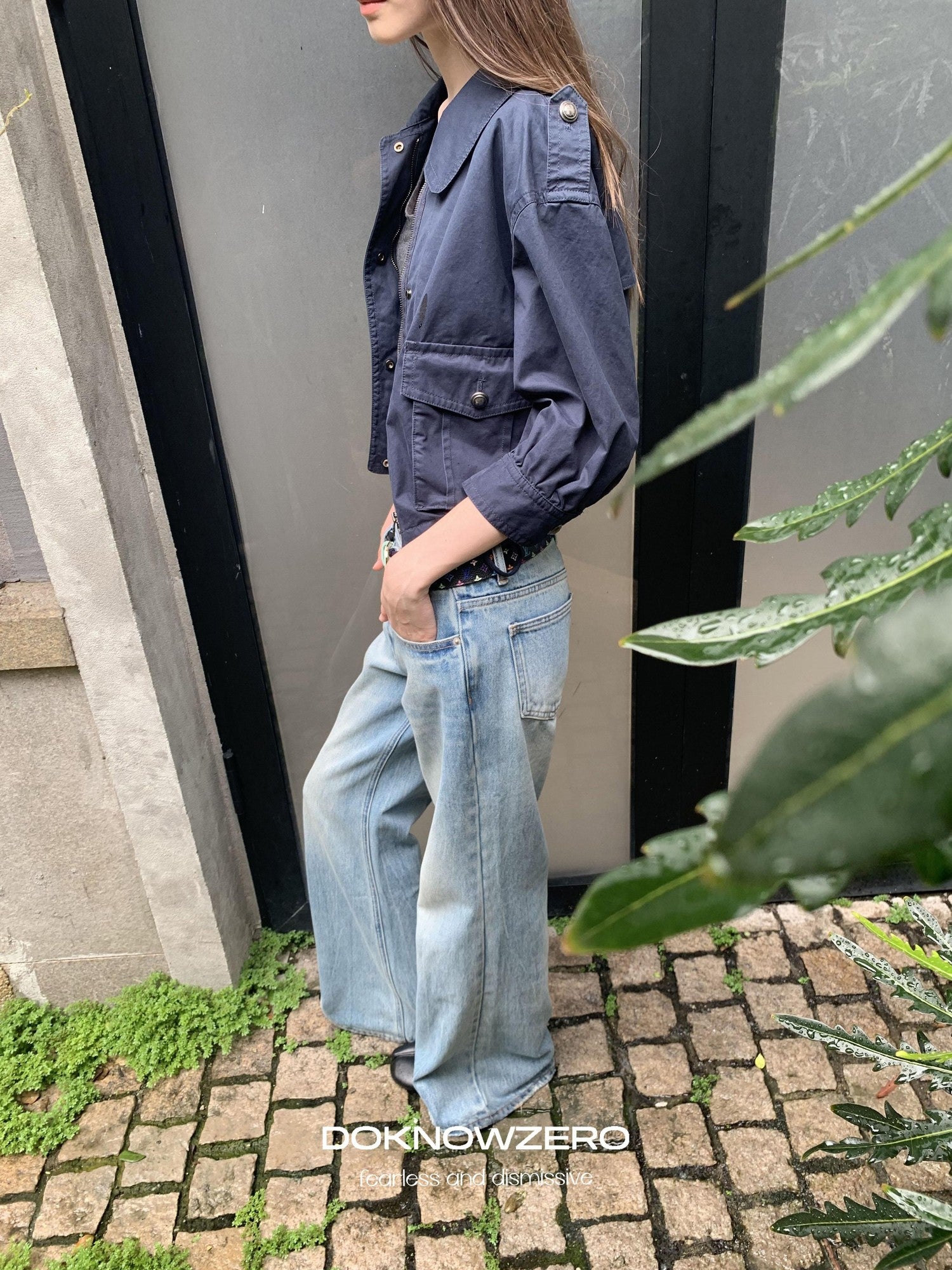 DKZ OFFICIAL Light Blue Washed Micro Flare Button Fly Women&