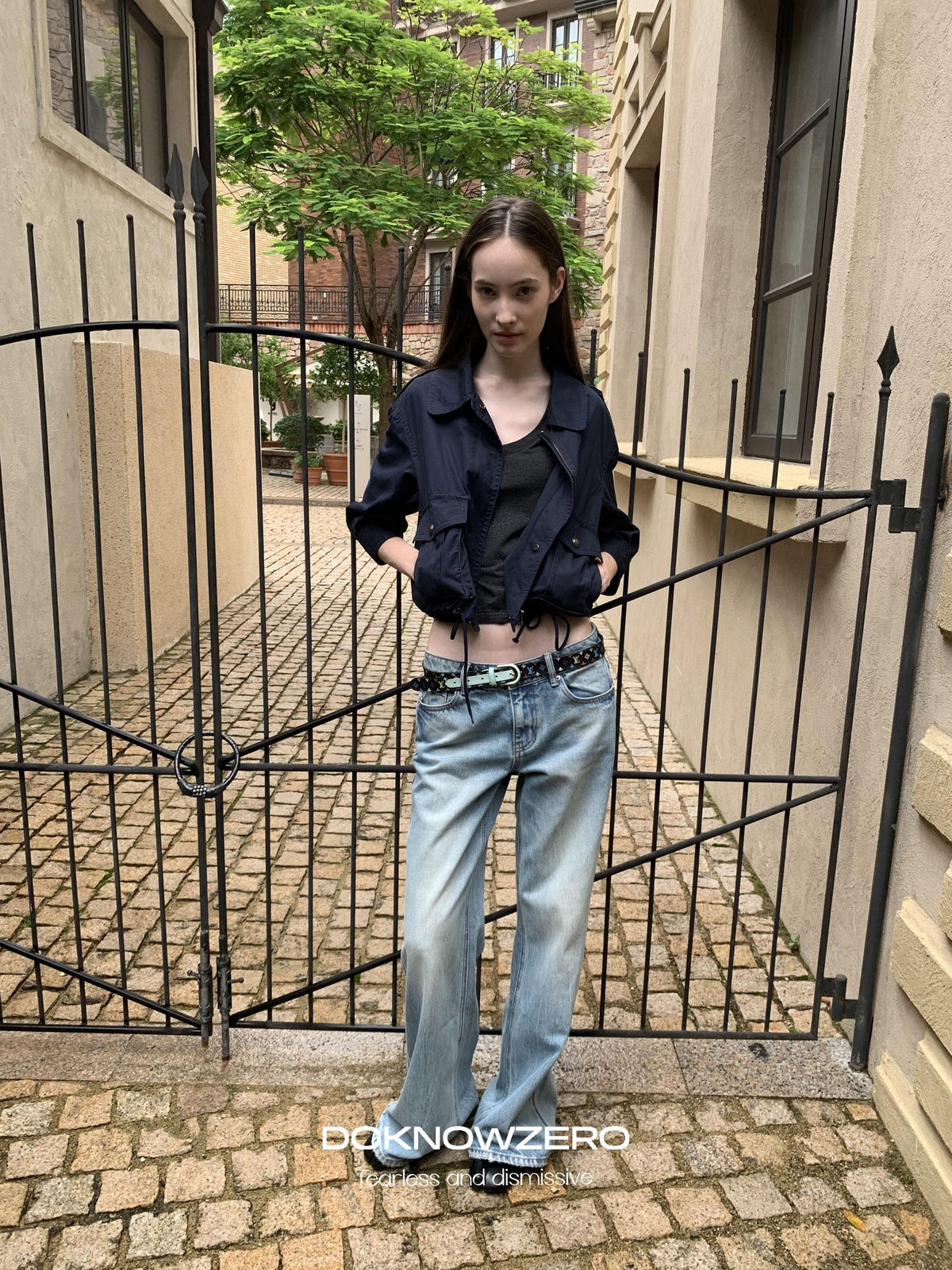 DKZ OFFICIAL Light Blue Washed Micro Flare Button Fly Women&