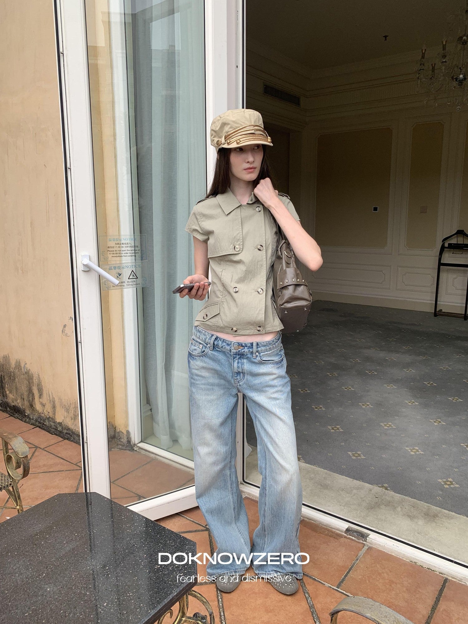 DKZ OFFICIAL Light Blue Washed Micro Flare Button Fly Women&