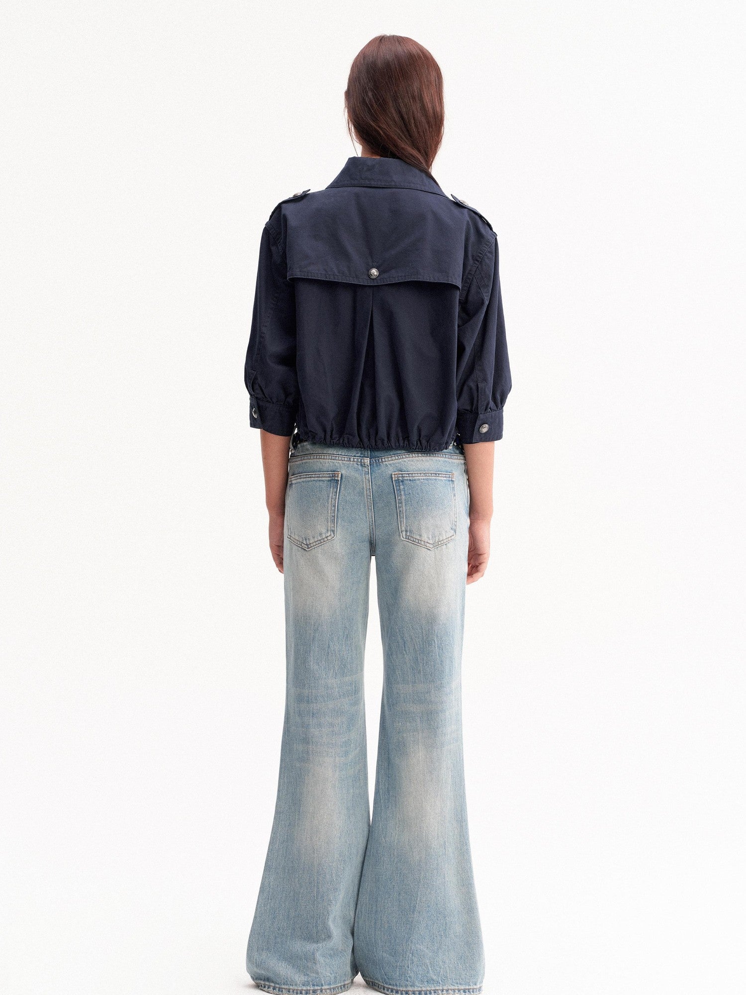 DKZ OFFICIAL Light Blue Washed Micro Flare Button Fly Women&