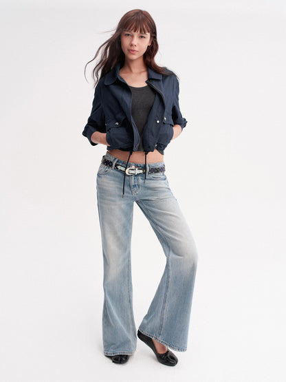 DKZ OFFICIAL Light Blue Washed Micro Flare Button Fly Women&