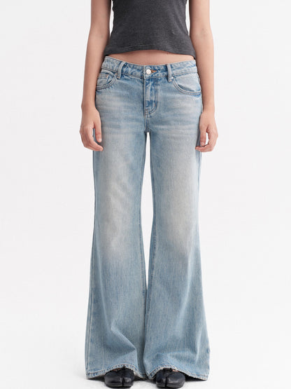 DKZ OFFICIAL Light Blue Washed Micro Flare Button Fly Women&