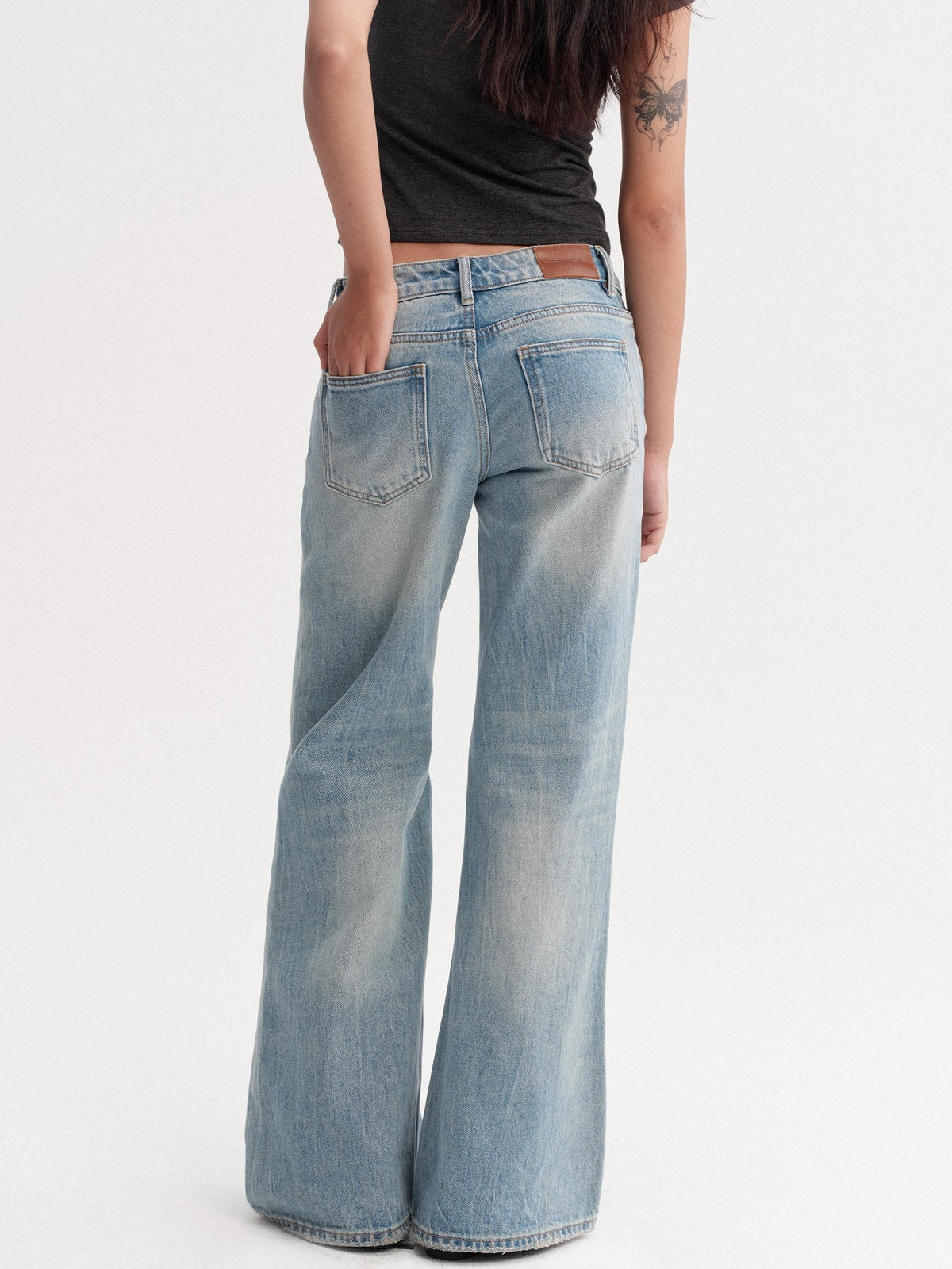 DKZ OFFICIAL Light Blue Washed Micro Flare Button Fly Women&