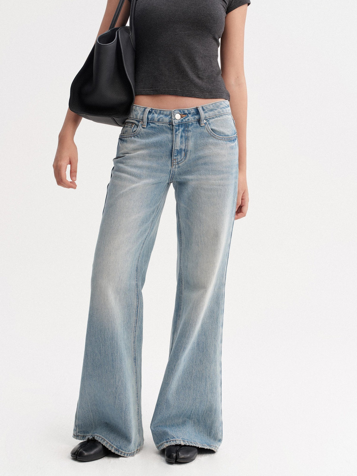 DKZ OFFICIAL Light Blue Washed Micro Flare Button Fly Women&