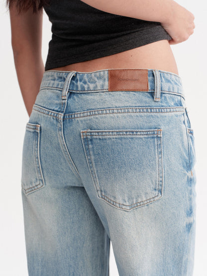 DKZ OFFICIAL Light Blue Washed Micro Flare Button Fly Women&