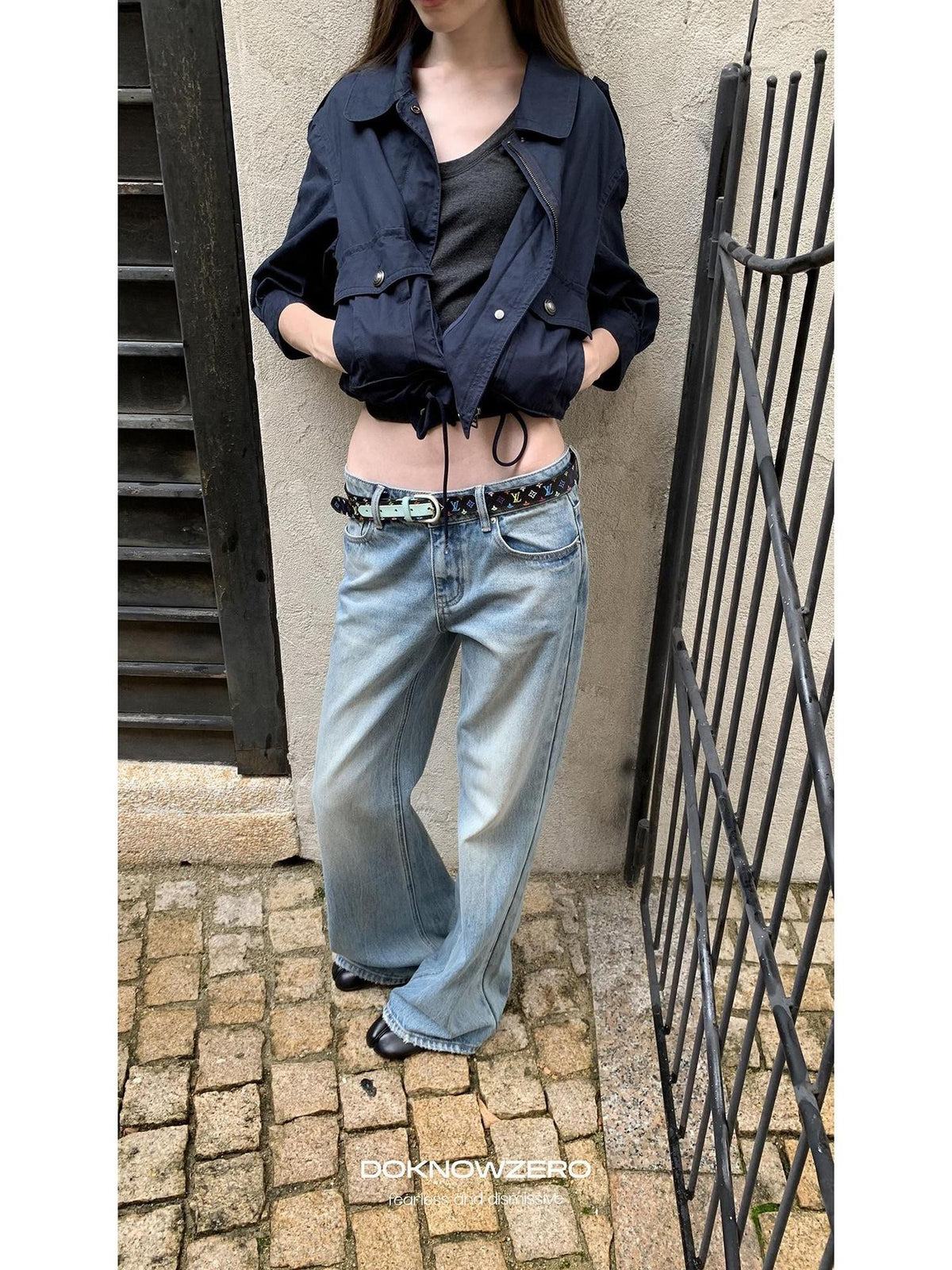 DKZ OFFICIAL Light Blue Washed Micro Flare Button Fly Women&