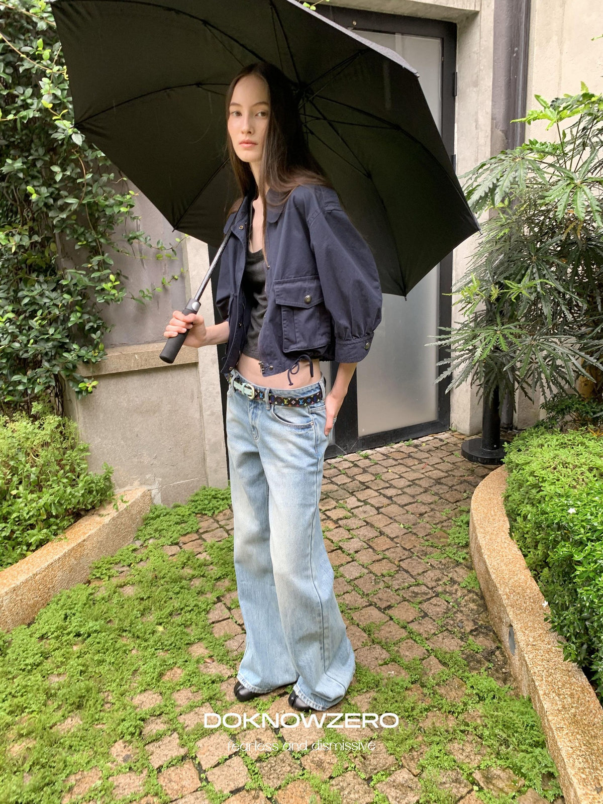 DKZ OFFICIAL Light Blue Washed Micro Flare Button Fly Women&