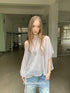 DKZ OFFICIAL Light Gray Knitted Capelet Two Piece Women&