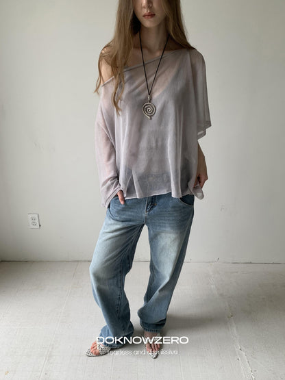 DKZ OFFICIAL Light Gray Knitted Capelet Two Piece Women&