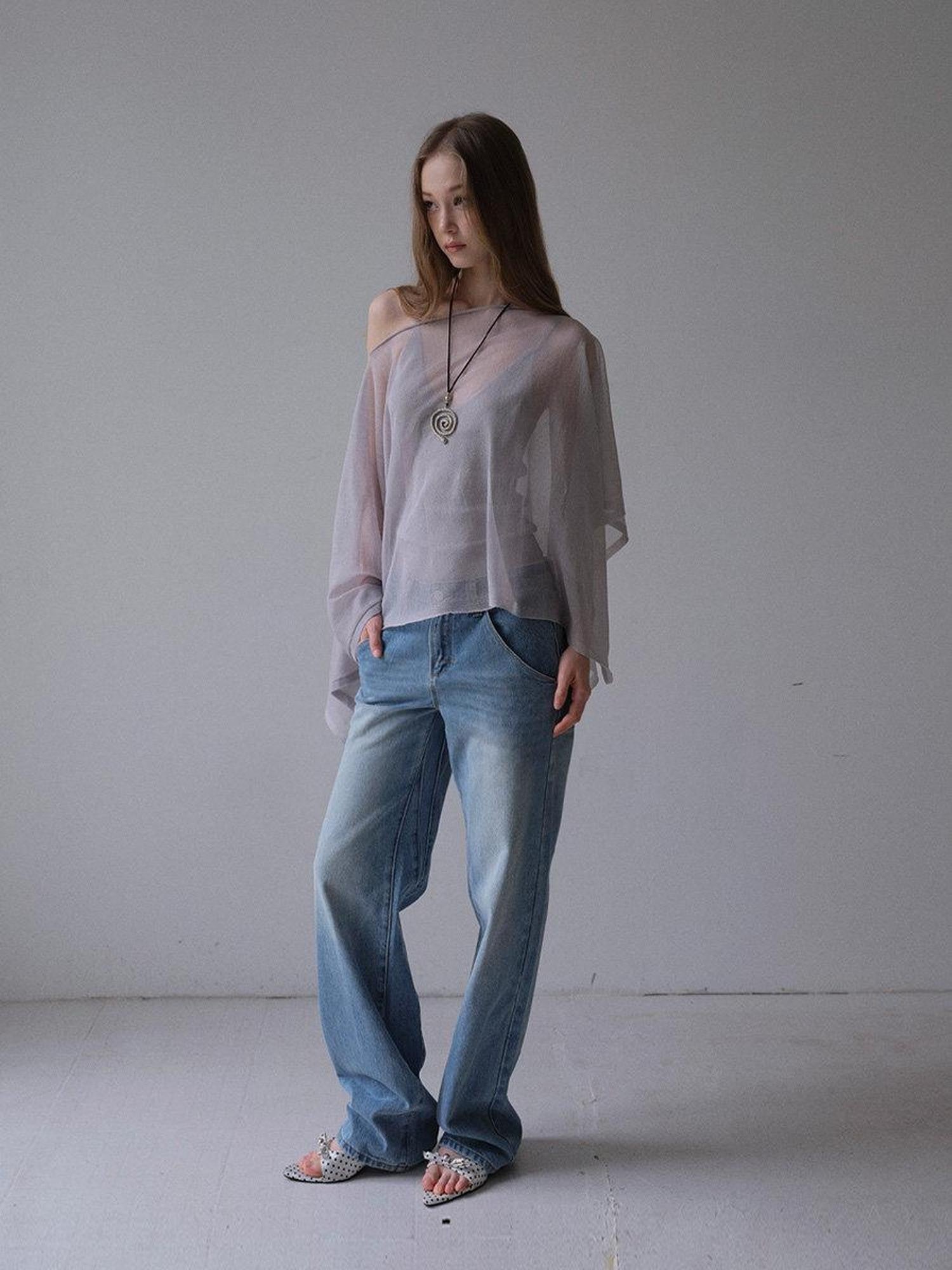 DKZ OFFICIAL Light Gray Knitted Capelet Two Piece Women&