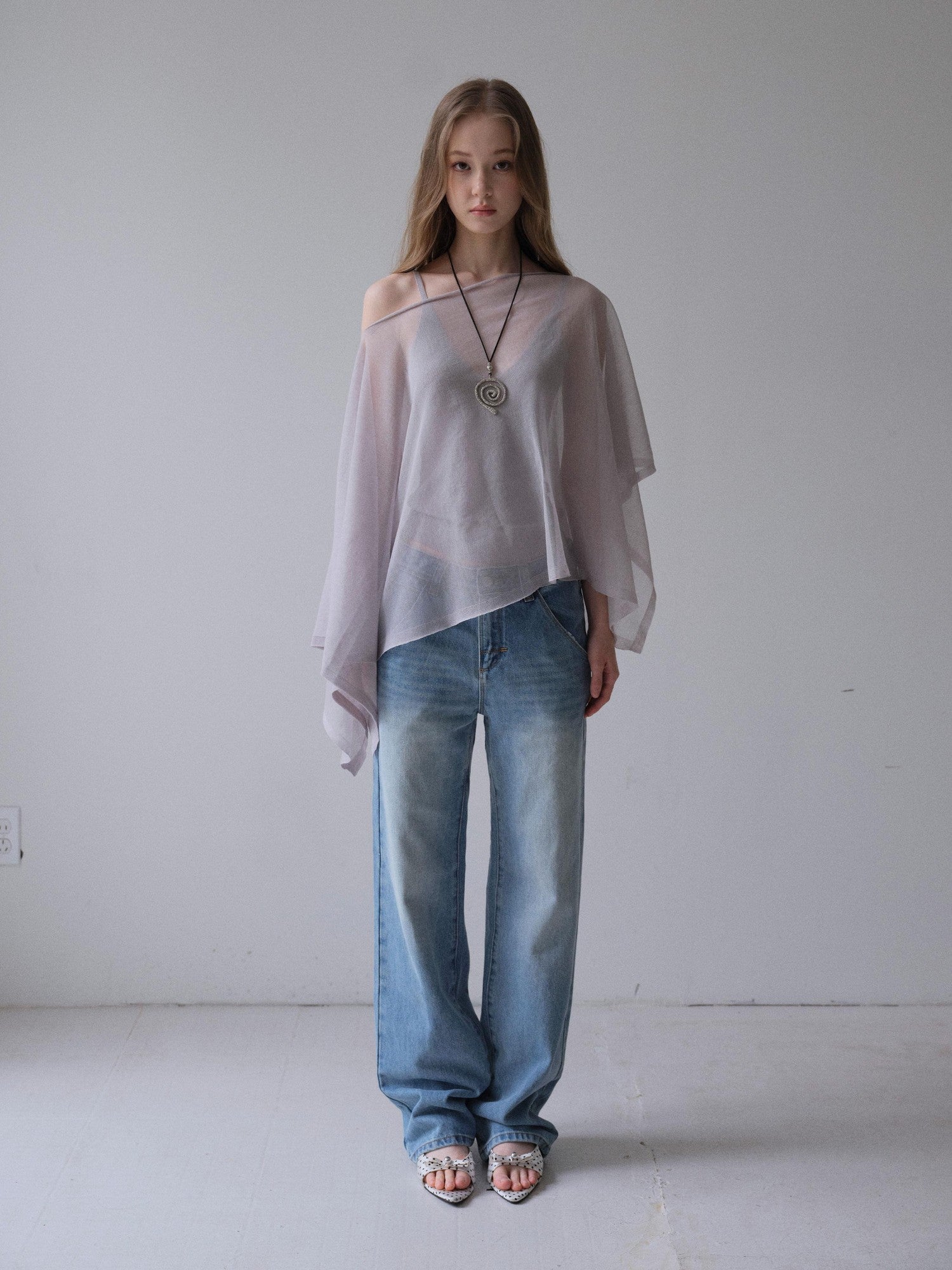 DKZ OFFICIAL Light Gray Knitted Capelet Two Piece Women&