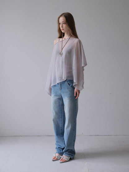 DKZ OFFICIAL Light Gray Knitted Capelet Two Piece Women&