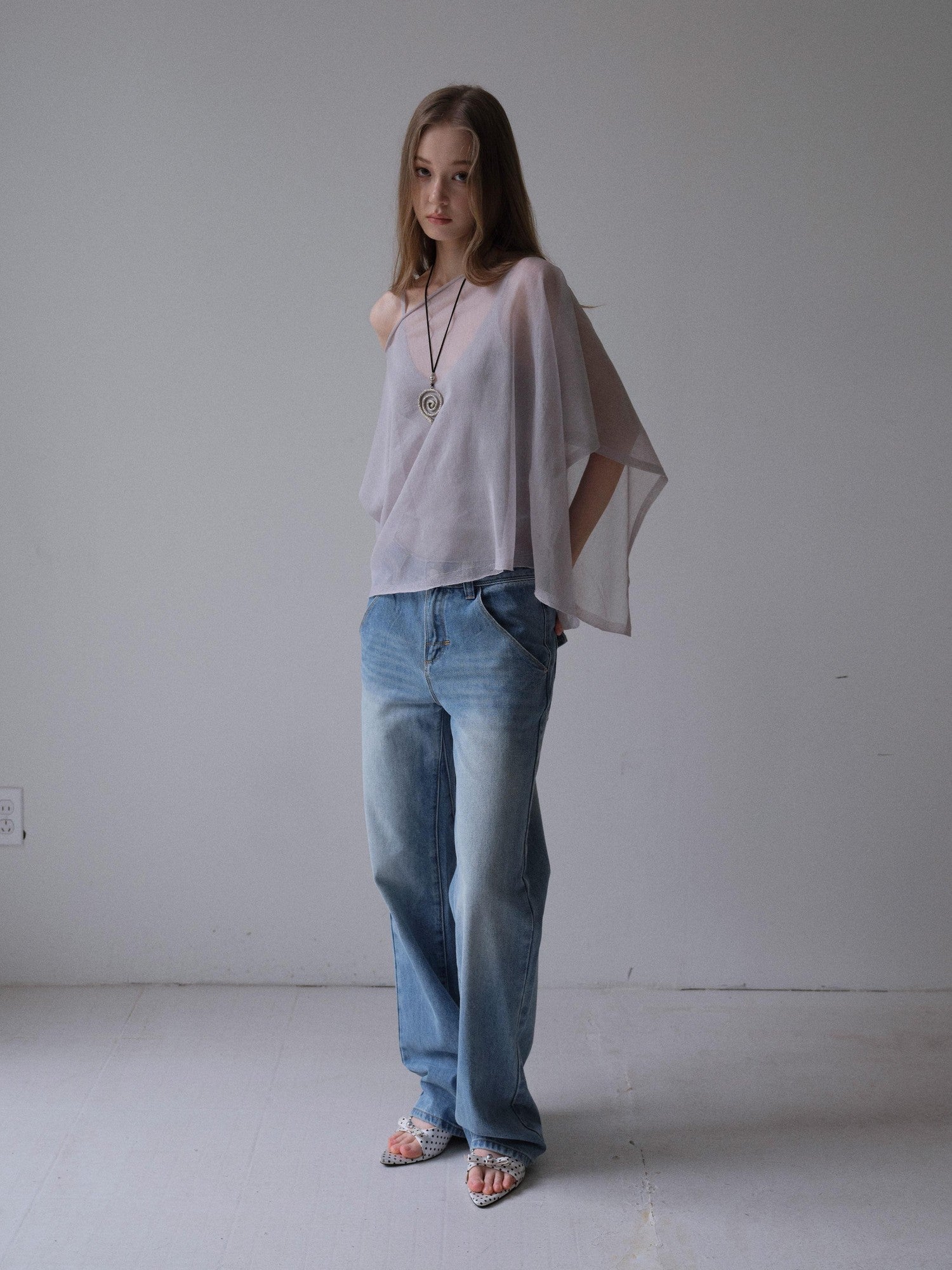 DKZ OFFICIAL Light Gray Knitted Capelet Two Piece Women&