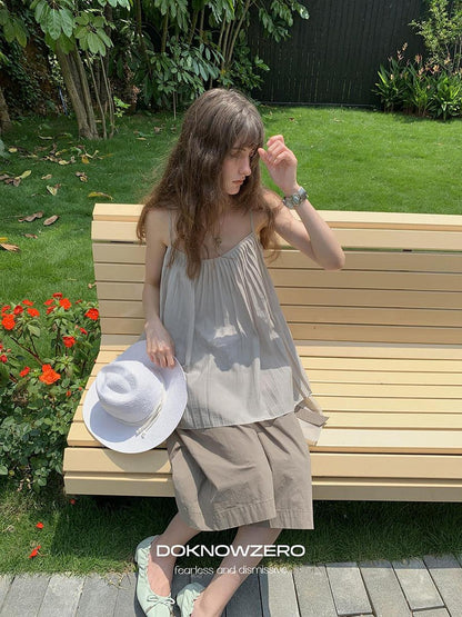 DKZ OFFICIAL Light Gray Pleated A Line Loose Women&