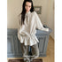 DKZ_OFFICIAL_Light_Gray_Ruched_Texture_Stand_Collar_Drawstring_Ruffle_Hem_Women&