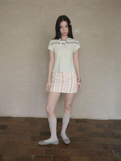 DKZ OFFICIAL Light Mint Letter Print Slim Fit Women&