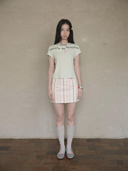 DKZ OFFICIAL Light Mint Letter Print Slim Fit Women&