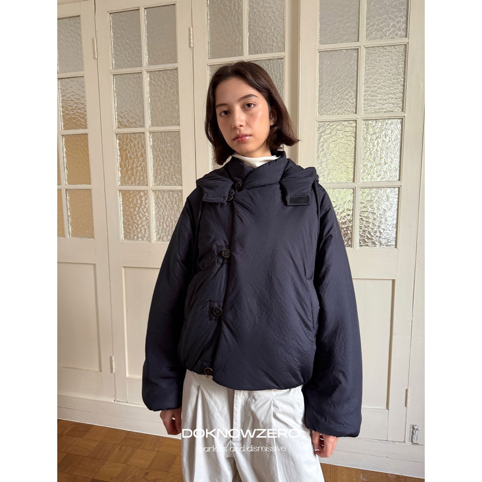 DKZ_OFFICIAL_Lightweight_Hooded_Loose_Fit_Single_Breasted_Women&