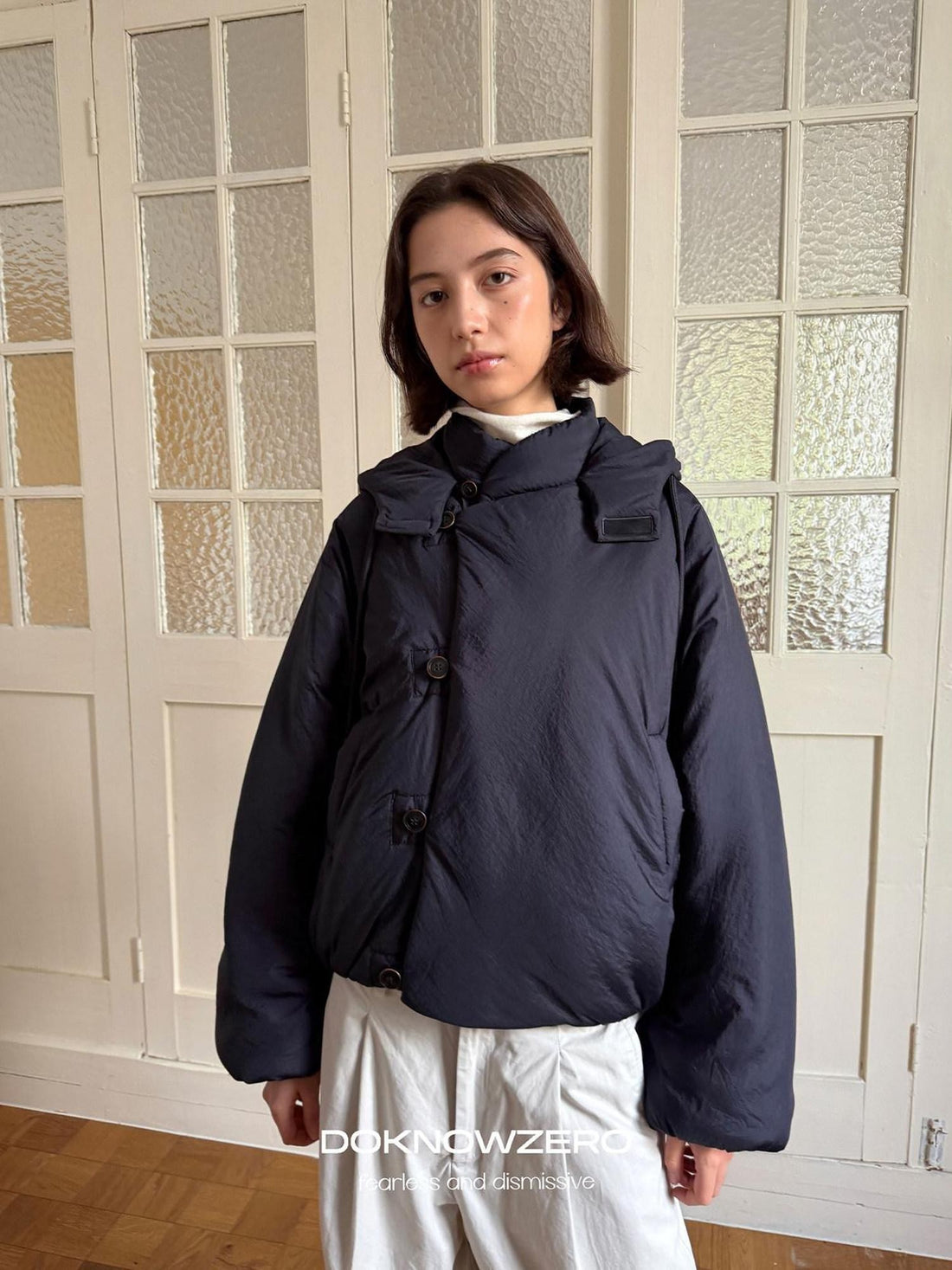 DKZ OFFICIAL Lightweight Hooded Loose Fit Single Breasted Women&