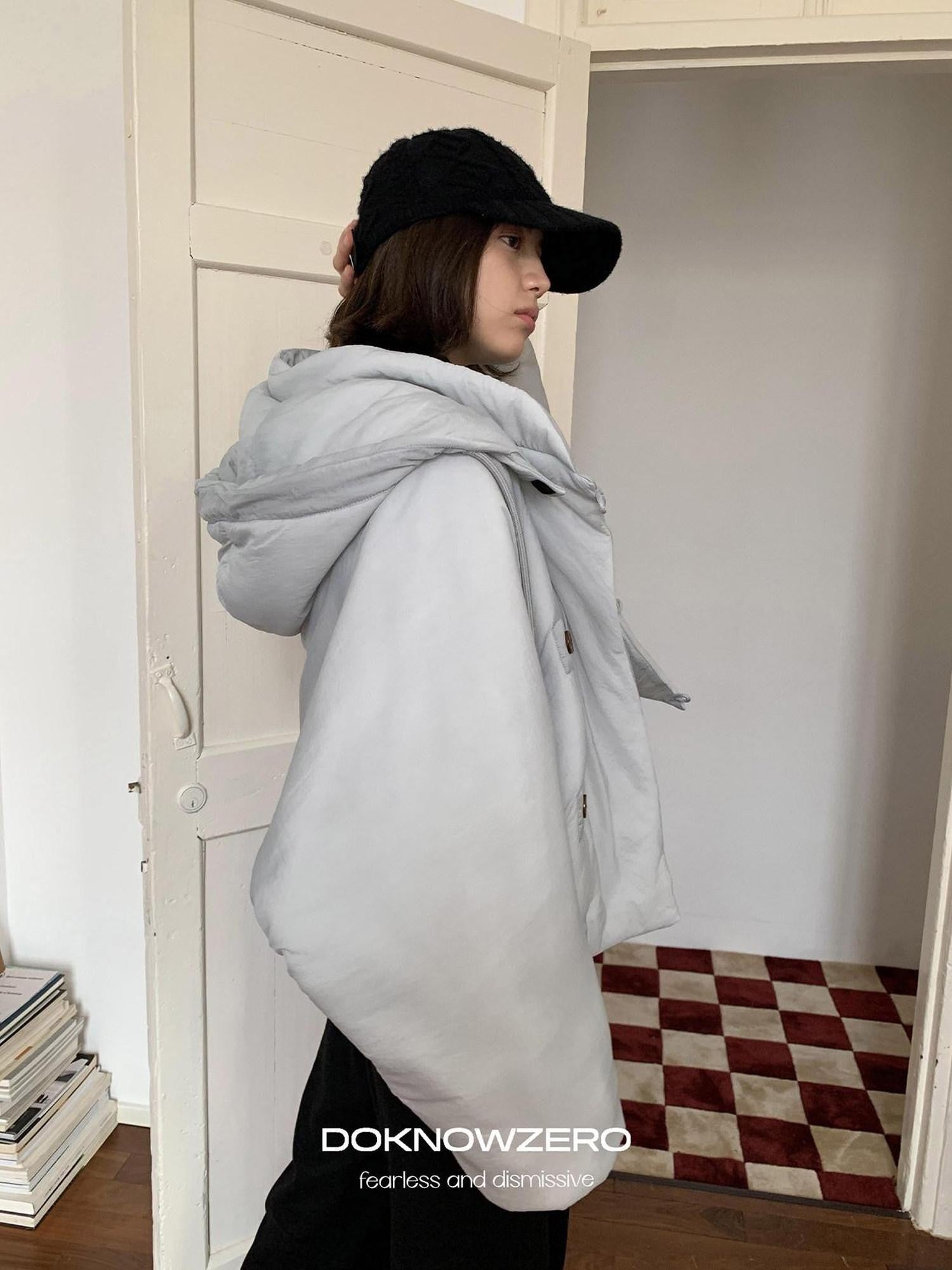 DKZ OFFICIAL Lightweight Hooded Loose Fit Single Breasted Women&