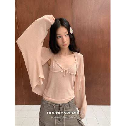 DKZ_OFFICIAL_Lightweight_Knit_Bow_Tie_V-neck_Webbing_Strap_Slim_Fit_Women&