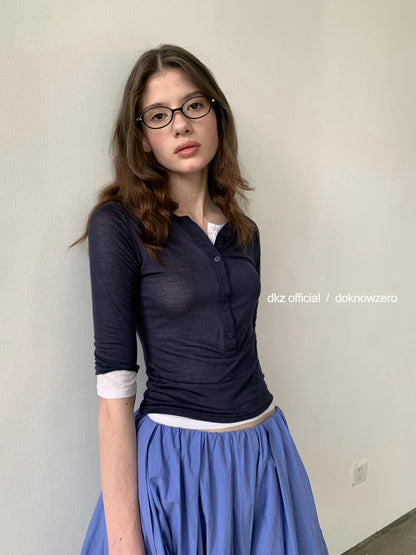 Lightweight Lyocell Short Sleeve Henley Top