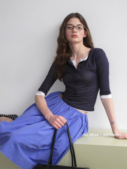 Lightweight Lyocell Short Sleeve Henley Top
