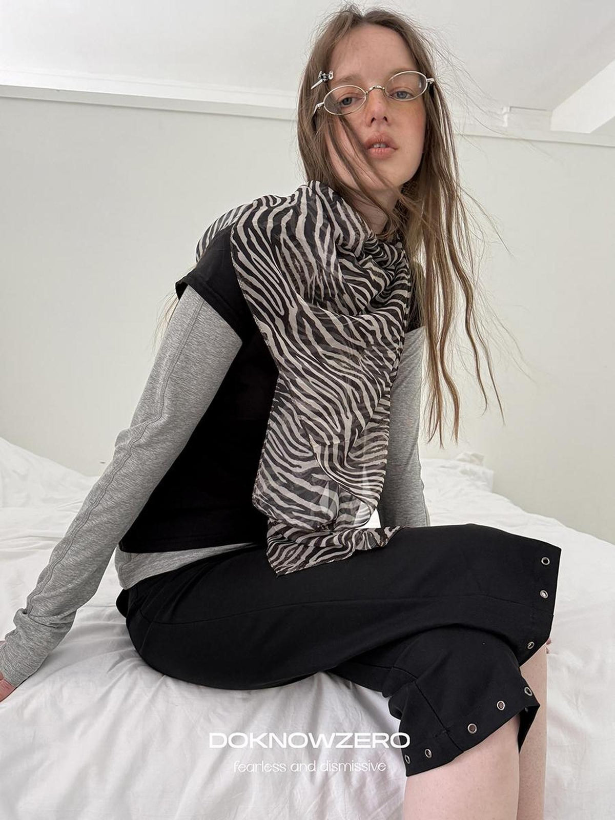 DKZ OFFICIAL Lightweight Retro Zebra Print Women&