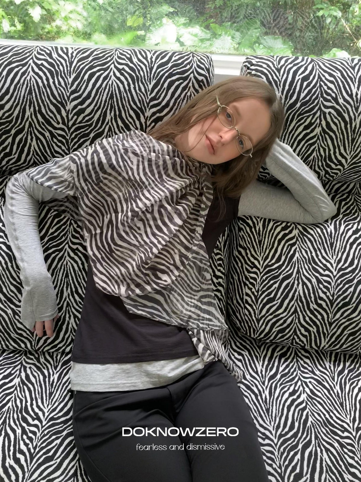 DKZ OFFICIAL Lightweight Retro Zebra Print Women&