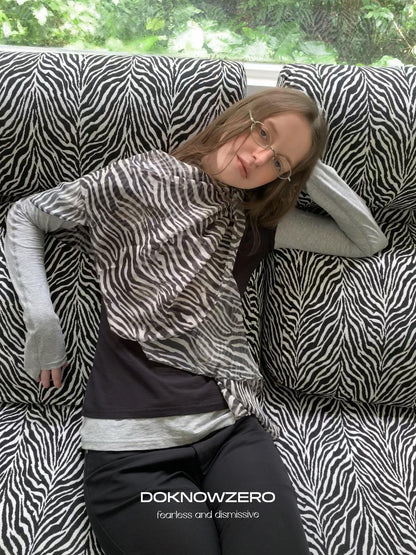 DKZ OFFICIAL Lightweight Retro Zebra Print Women&