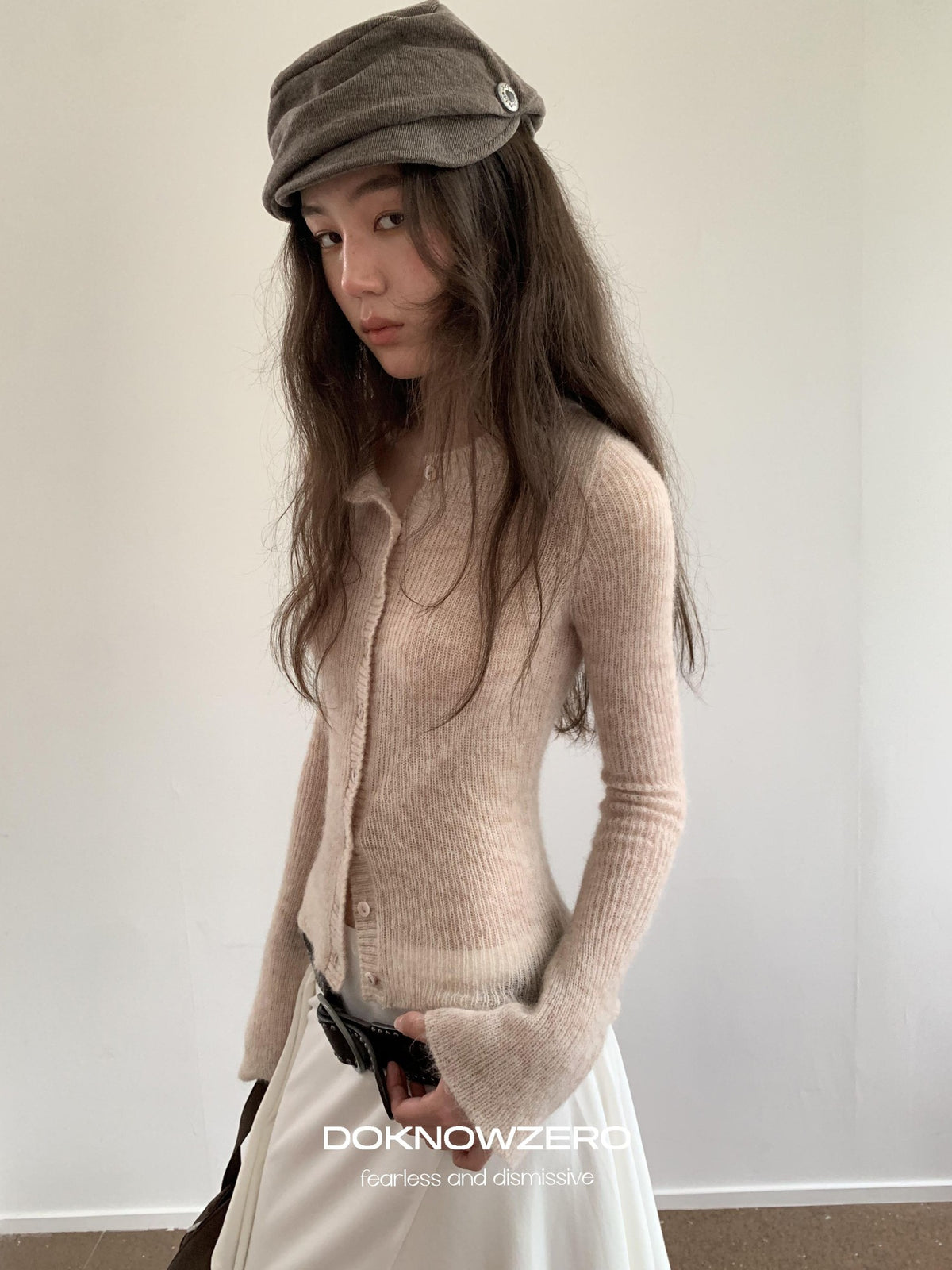 DKZ OFFICIAL Lightweight Slim Fit Round Neck Alpaca Wool Women&