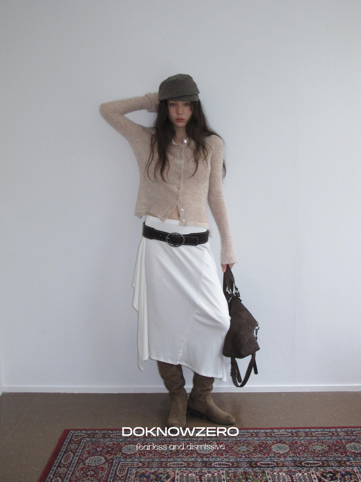 DKZ OFFICIAL Lightweight Slim Fit Round Neck Alpaca Wool Women&