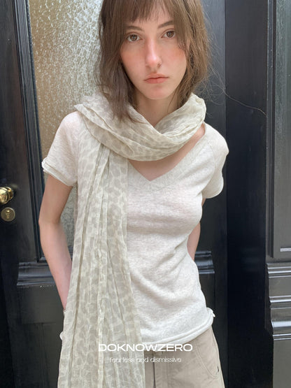 DKZ OFFICIAL Linen Feel V-neck Slim Fit Women&