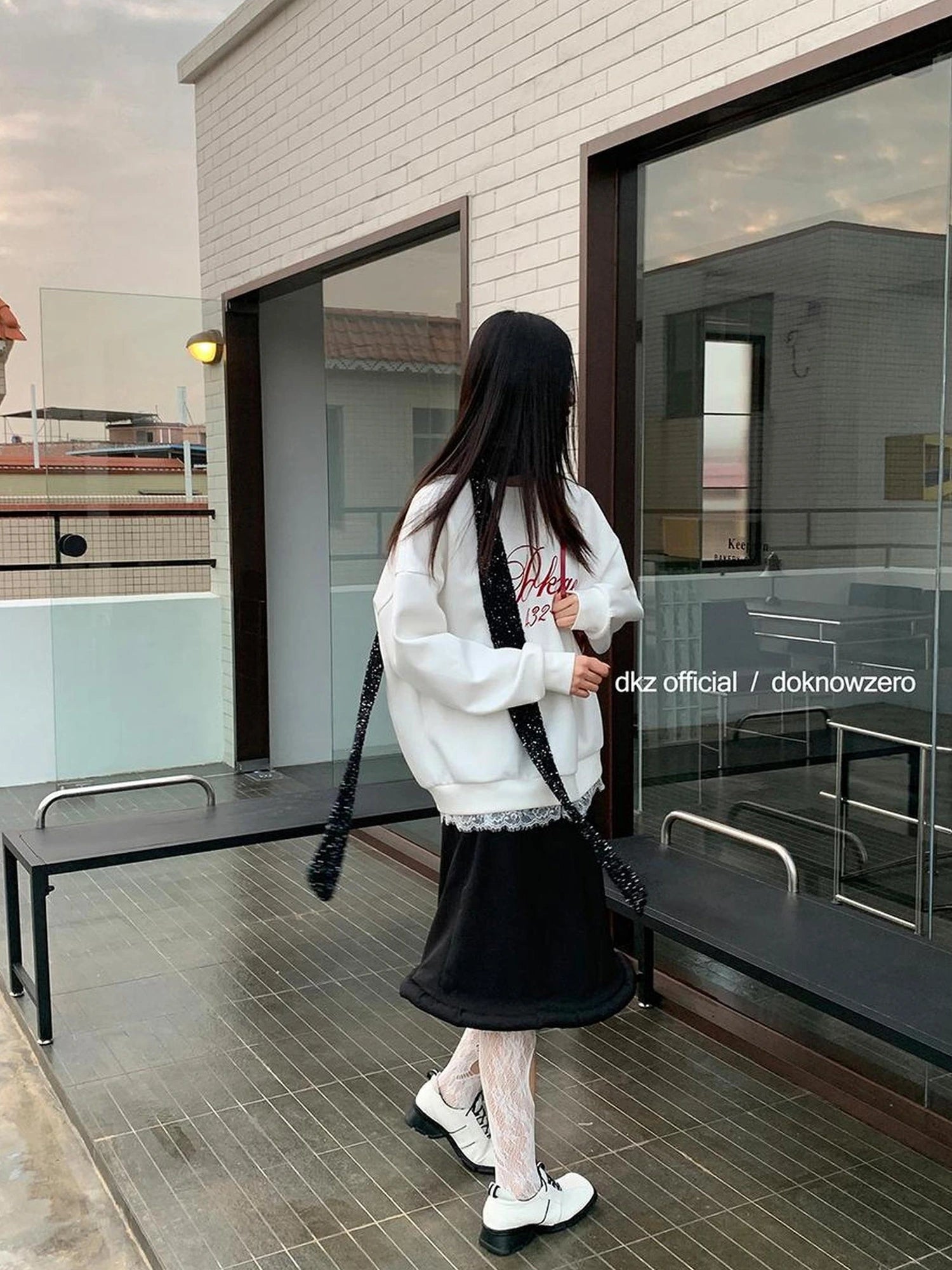 DKZ OFFICIAL Long Black Skirt With Asymmetrical Hem